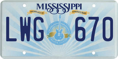 MS license plate LWG670