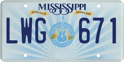 MS license plate LWG671