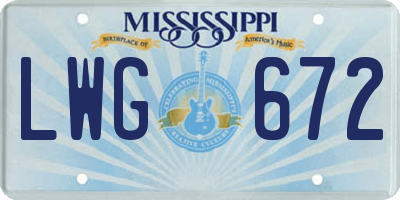 MS license plate LWG672