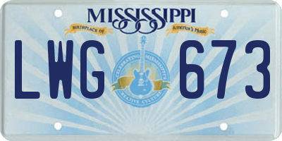 MS license plate LWG673