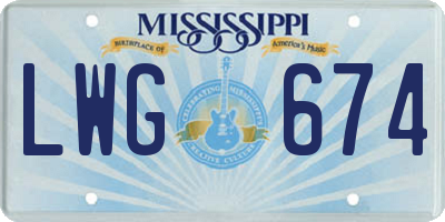 MS license plate LWG674