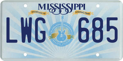 MS license plate LWG685