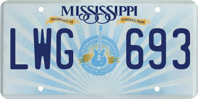 MS license plate LWG693
