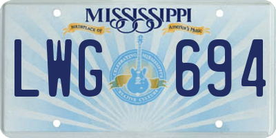 MS license plate LWG694