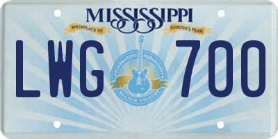 MS license plate LWG700