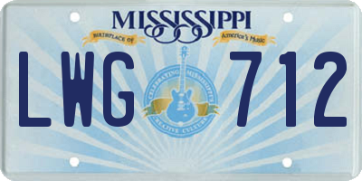 MS license plate LWG712
