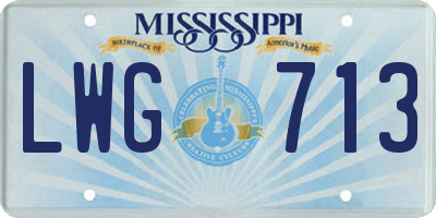 MS license plate LWG713