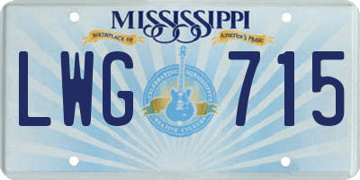 MS license plate LWG715