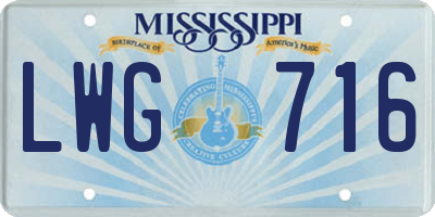 MS license plate LWG716