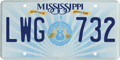 MS license plate LWG732