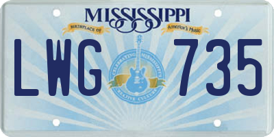 MS license plate LWG735