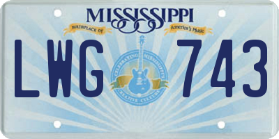 MS license plate LWG743