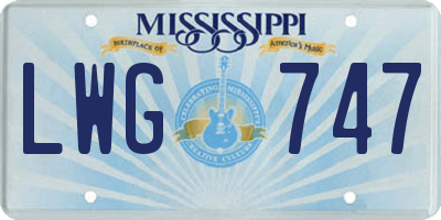 MS license plate LWG747