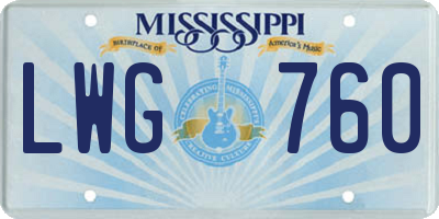 MS license plate LWG760