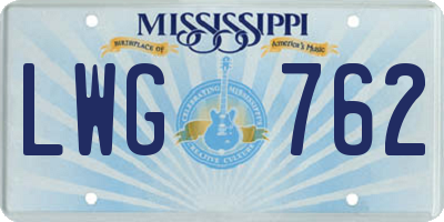 MS license plate LWG762