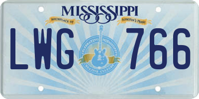 MS license plate LWG766
