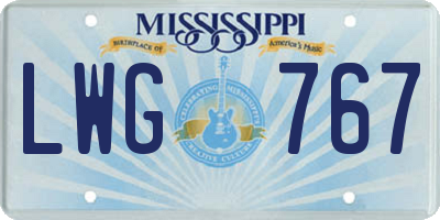 MS license plate LWG767