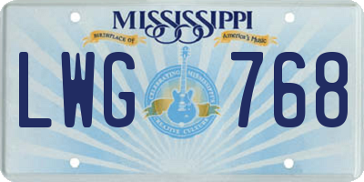 MS license plate LWG768