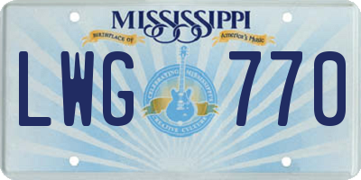 MS license plate LWG770