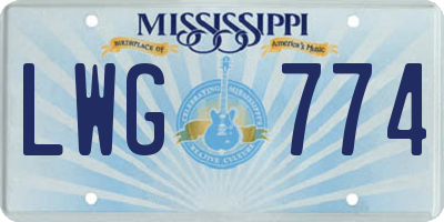 MS license plate LWG774