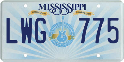 MS license plate LWG775
