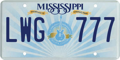 MS license plate LWG777