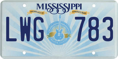MS license plate LWG783