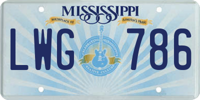 MS license plate LWG786