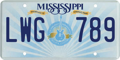 MS license plate LWG789