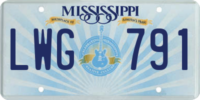 MS license plate LWG791