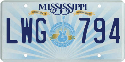 MS license plate LWG794