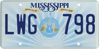 MS license plate LWG798