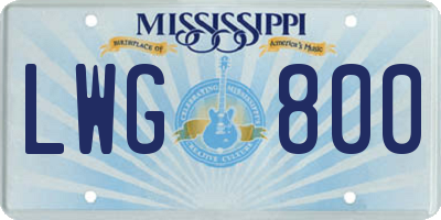 MS license plate LWG800
