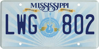 MS license plate LWG802