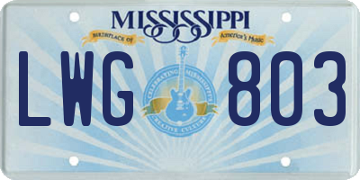 MS license plate LWG803