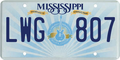 MS license plate LWG807