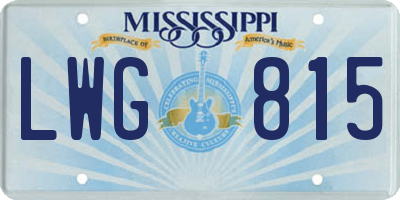 MS license plate LWG815