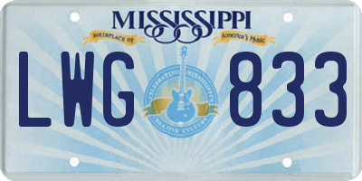 MS license plate LWG833