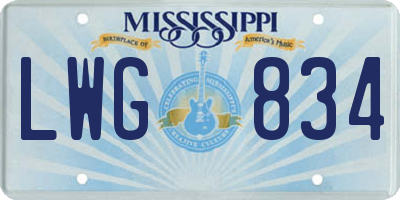 MS license plate LWG834