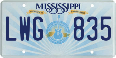 MS license plate LWG835