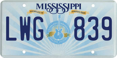 MS license plate LWG839