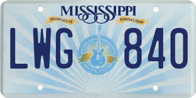 MS license plate LWG840