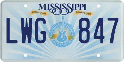 MS license plate LWG847