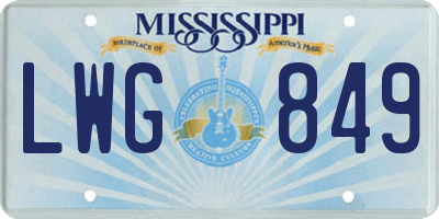 MS license plate LWG849