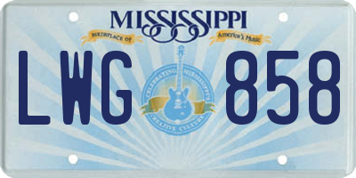 MS license plate LWG858