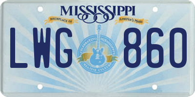 MS license plate LWG860