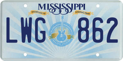 MS license plate LWG862
