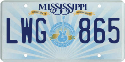 MS license plate LWG865