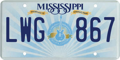 MS license plate LWG867