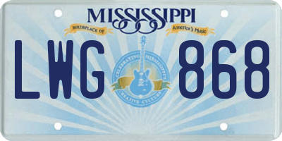 MS license plate LWG868